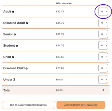 Membership Half Price Ticket Selection