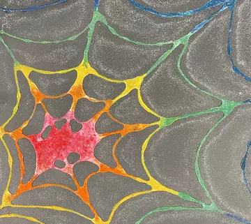 Colourful web made from salt paint