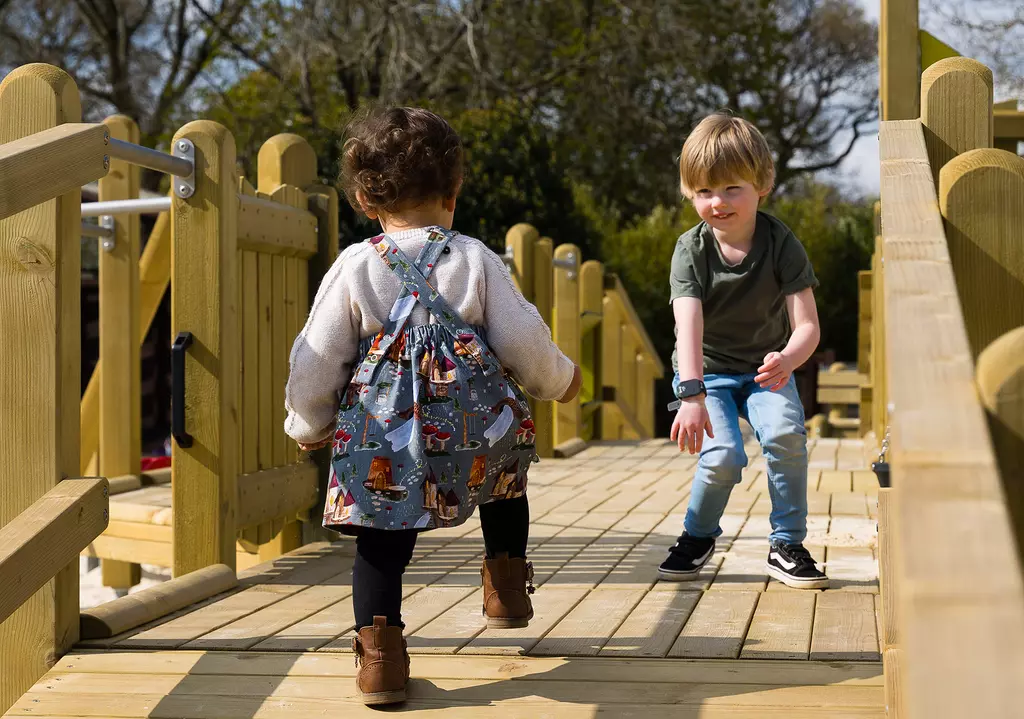 Two children playing at Whipsnade Zoo