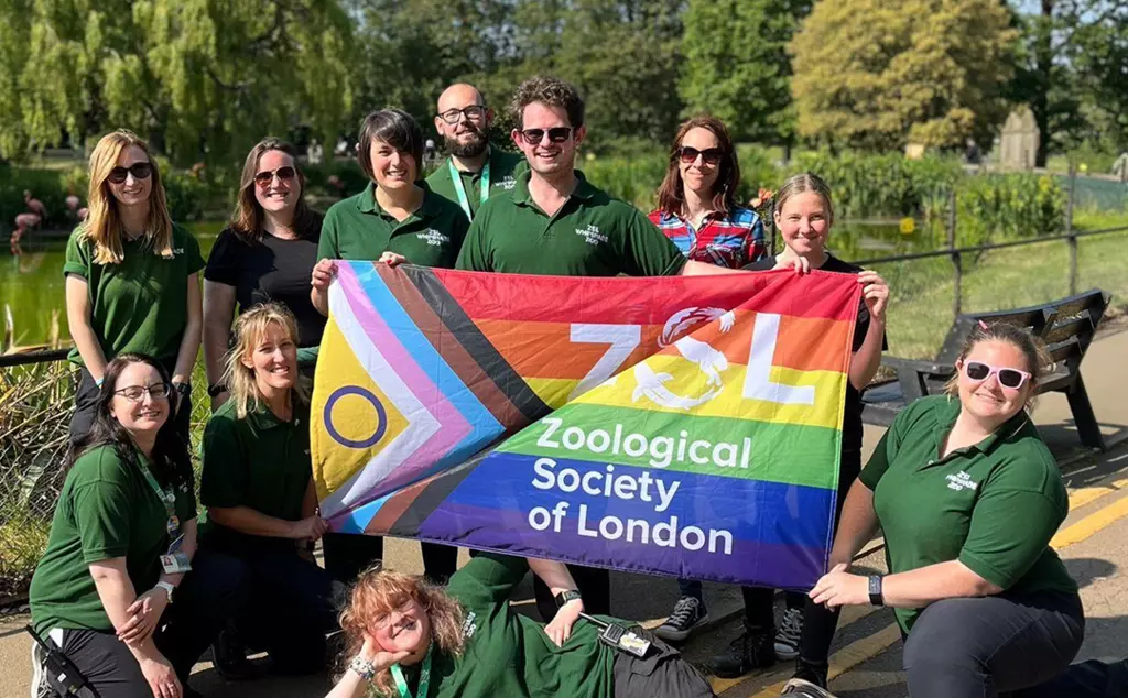 Staff with Pride banner at Whipsnade square
