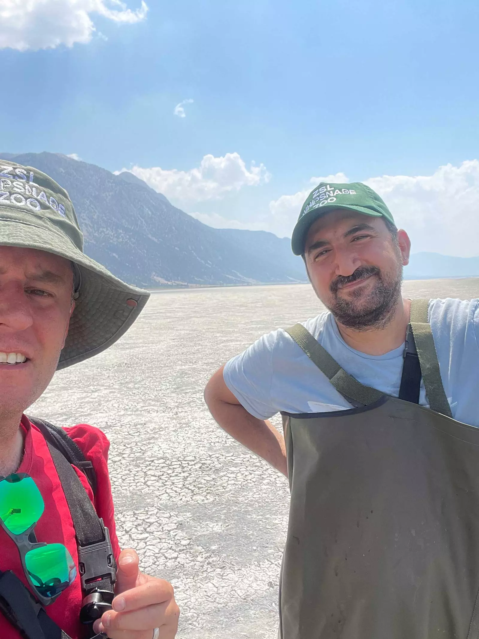Alex Cliffe Whipsnade Zoo conservationist selfie in Alex Cliffe in Lake Acigol during conservation field project.
