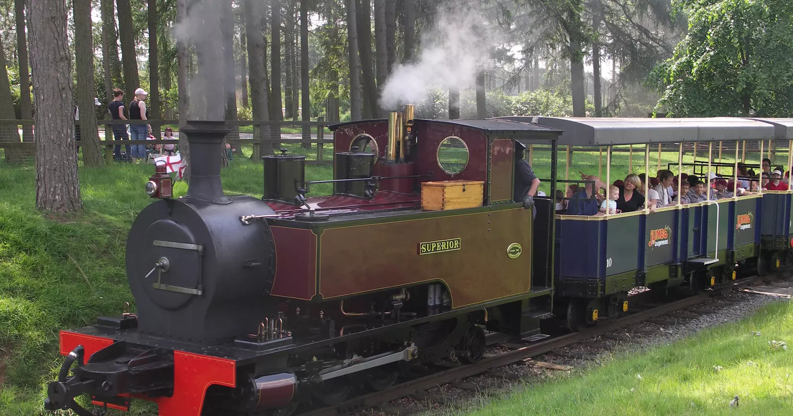The Superior steam train with passengers on board at Whipsnade Zoo