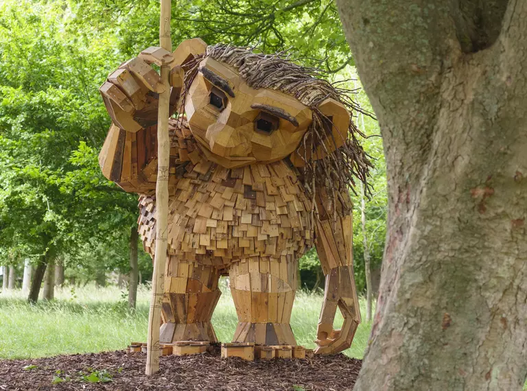 Image of one of the wooden trolls at Whipsnade Zoo