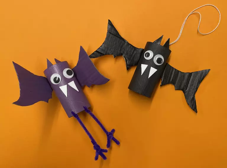 Bats made from toilet roll tubes